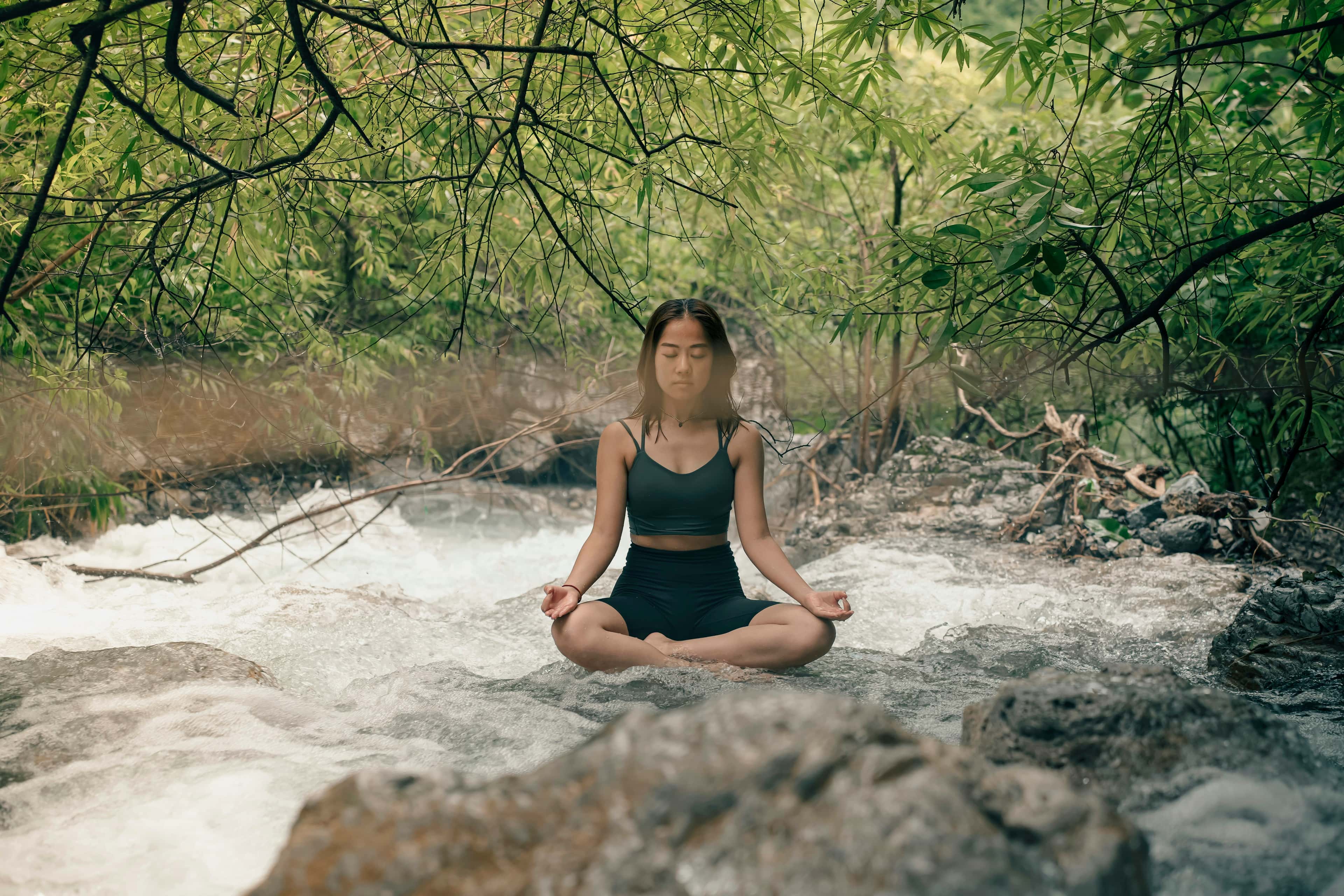 Meditating in a mountain river