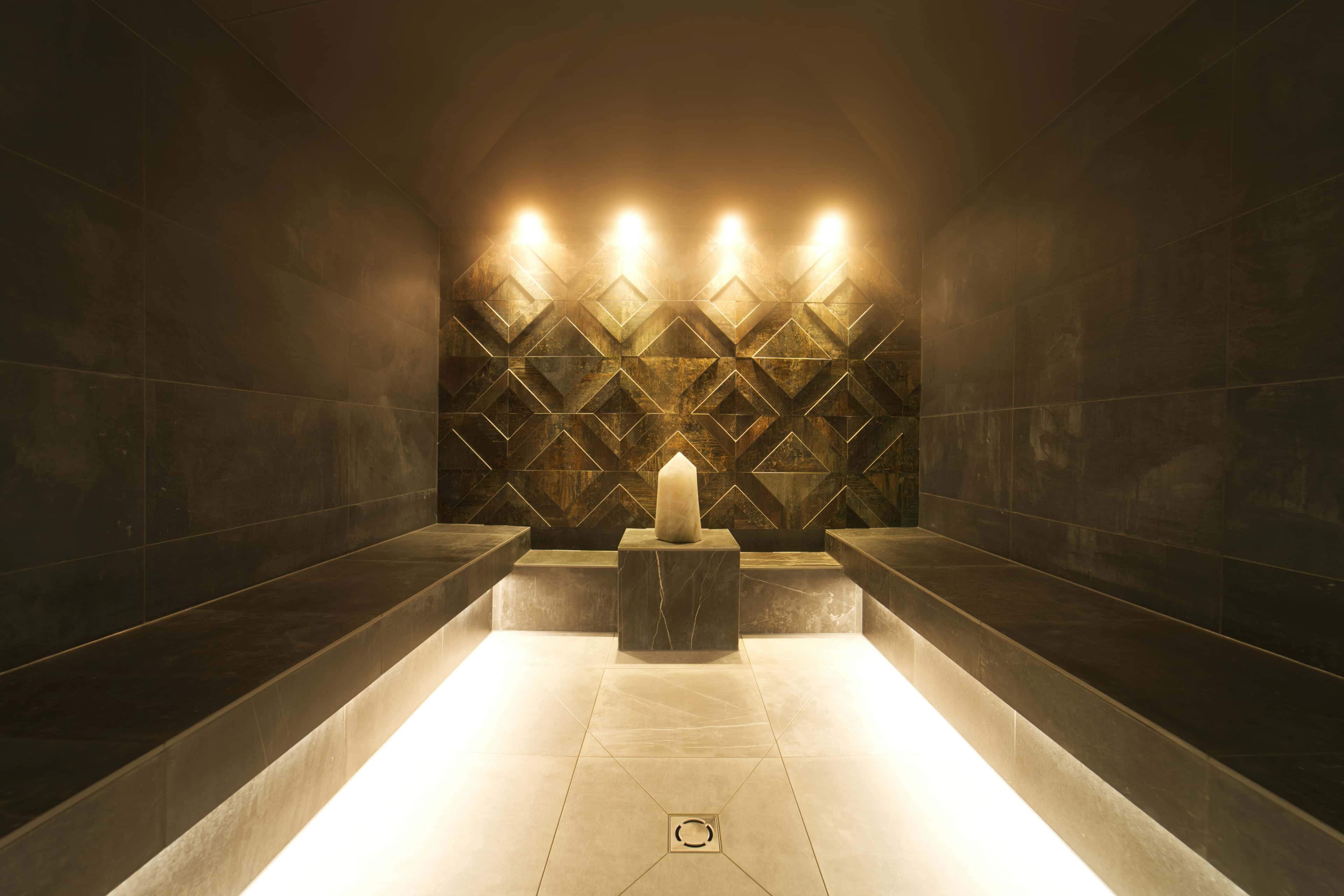 Candle-lit steam room