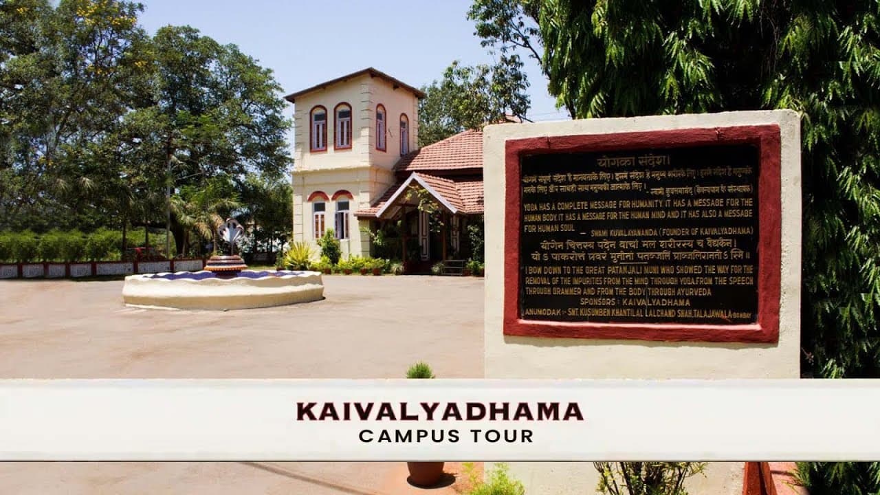 Still from “Campus Tour | Kaivalyadhama Yoga Institute | Exploring the Tranquil Heaven #100saalkdhamke”, Kaivalyadhama Yoga Institute’s own video