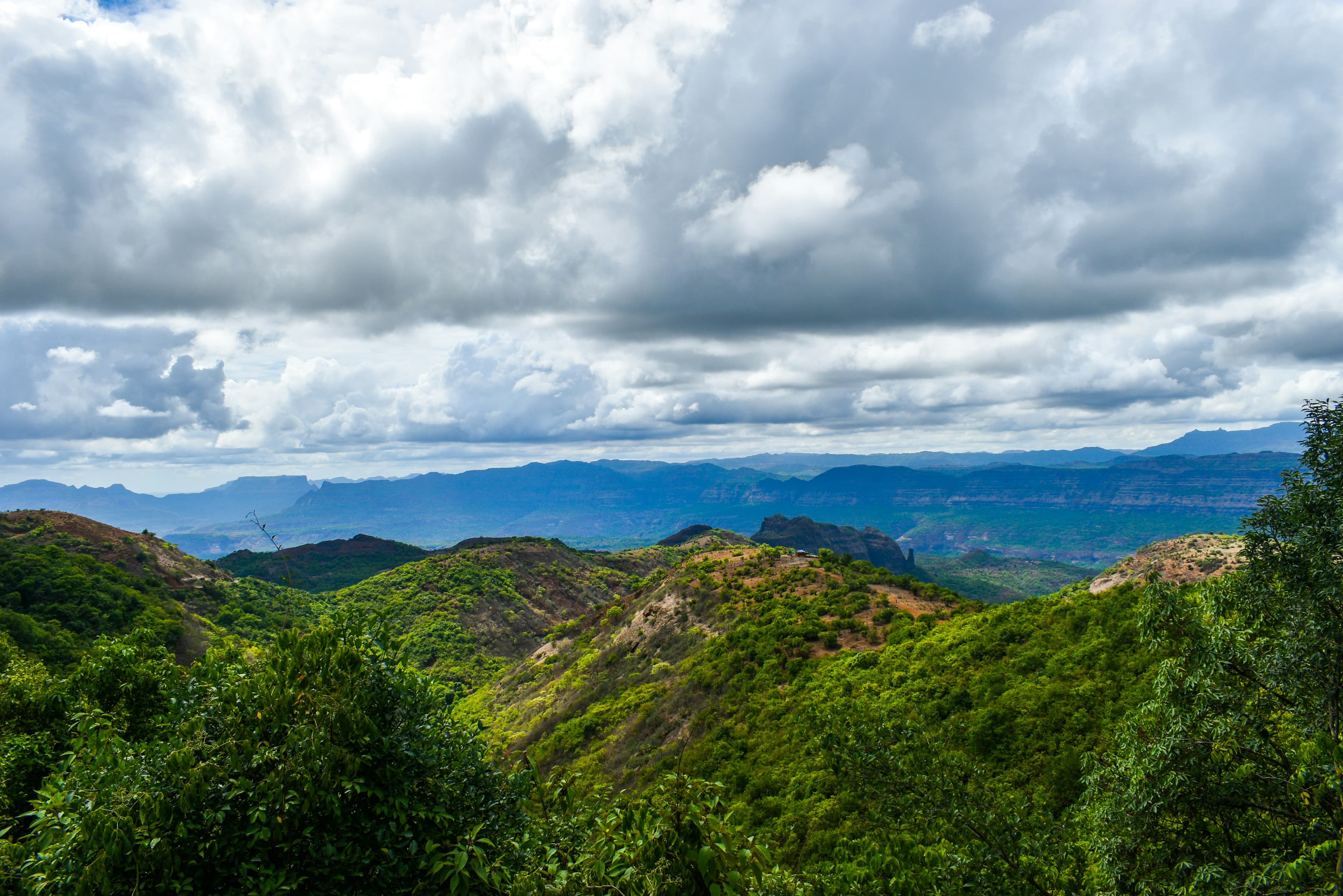 Layered green hills of the Western Ghats