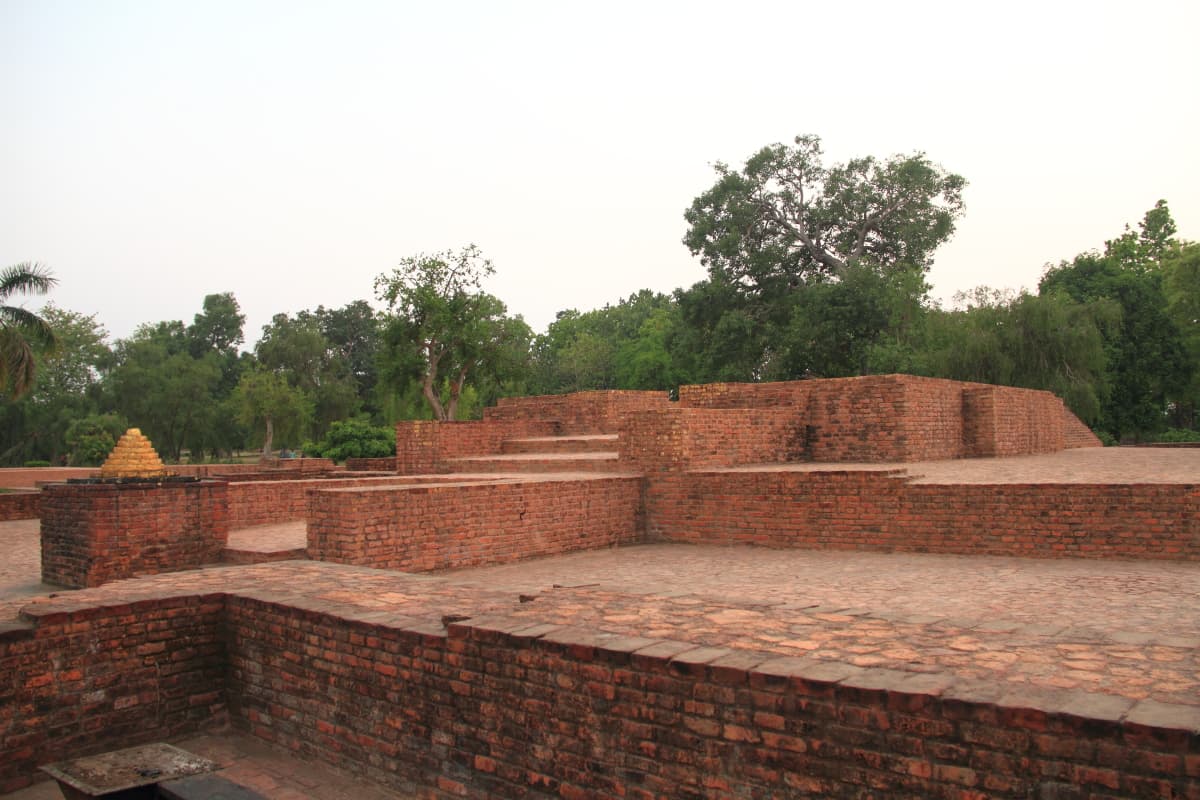 Ruins of the Gandhakuti in Jetavana, across the road from the centre