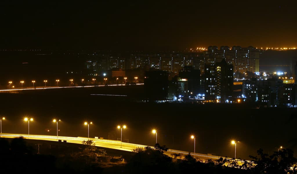 Navi Mumbai’s Palm Beach Road seen from Parsik Hill, where the centre stands