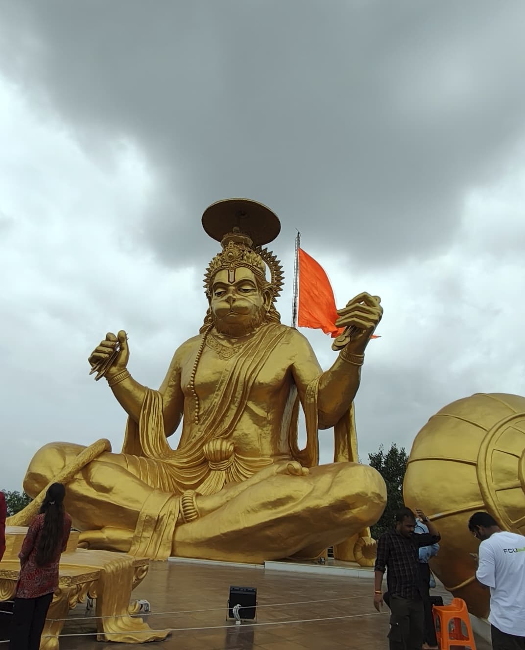 The Hanuman statue on Pitra Parvat, the hill opposite the centre