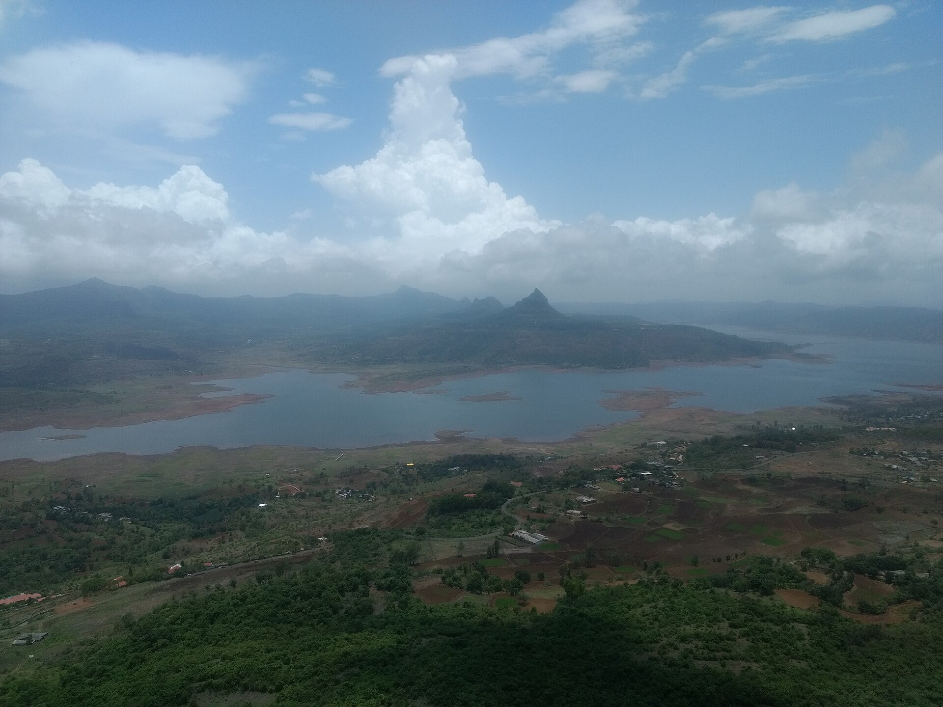 Pawna reservoir and the Sahyadri hills seen from Tikona fort