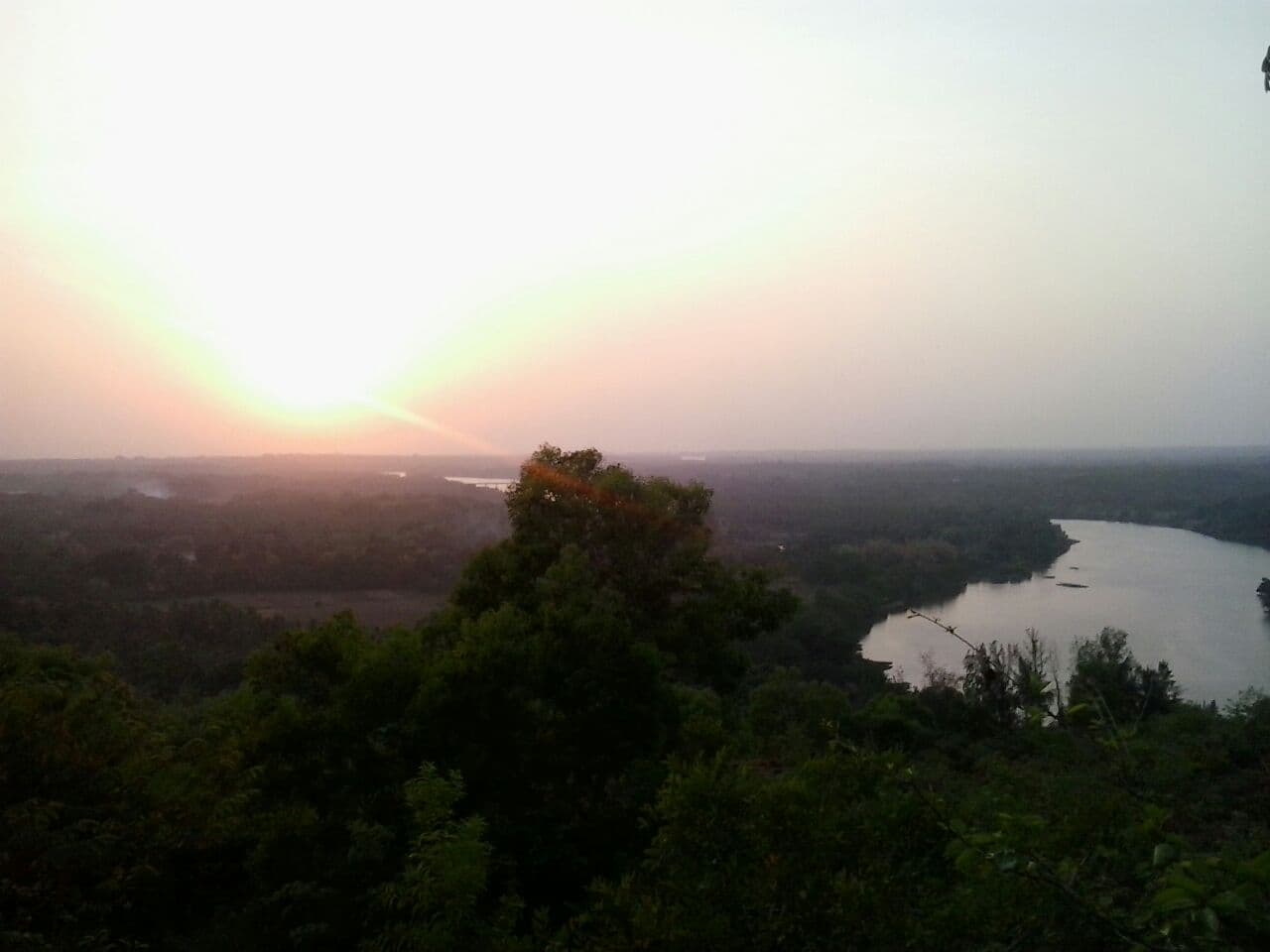 The Swarna river valley at sunset from End Point, Manipal, about 4 km from Sowkhyavana